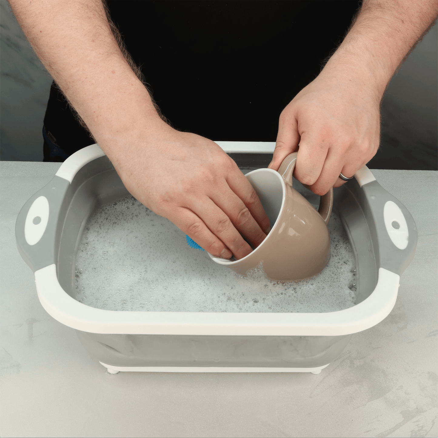 KitchenMate Non-Slip, Foldable Chopping Board With Collapsible Washing Basket