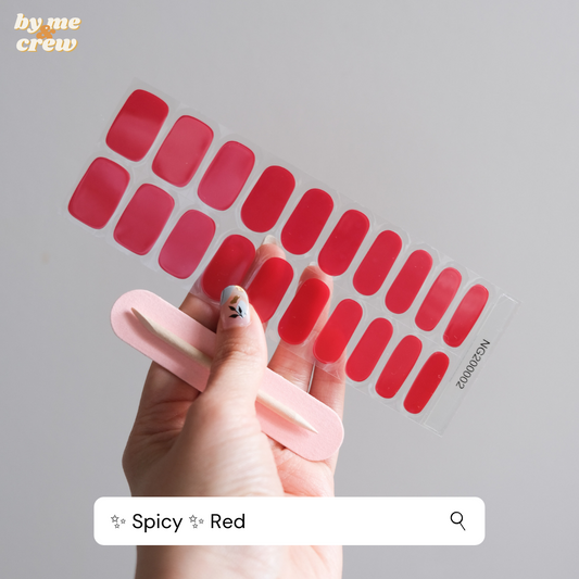 Spicy Red Semicured Gel Nails Sticker Kit